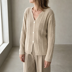 Comfortable Women's Ribbed Laddered Cardigan with a Chic, Sophisticated Everyday Look
