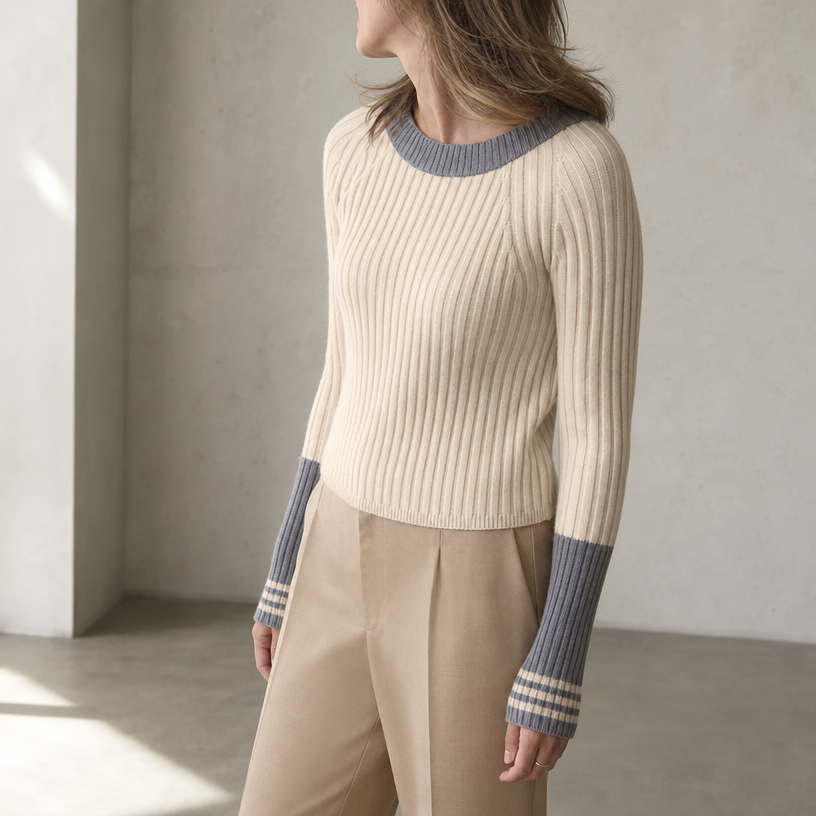 Elegant Women's Ribbed Thumbhole Pullover for a Sophisticated, Polished Everyday Look