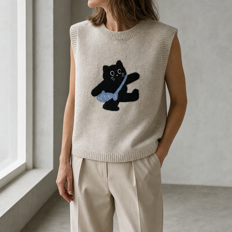 Elegant Women's Crewneck Knit Vest for Effortless Everyday Style and Comfort