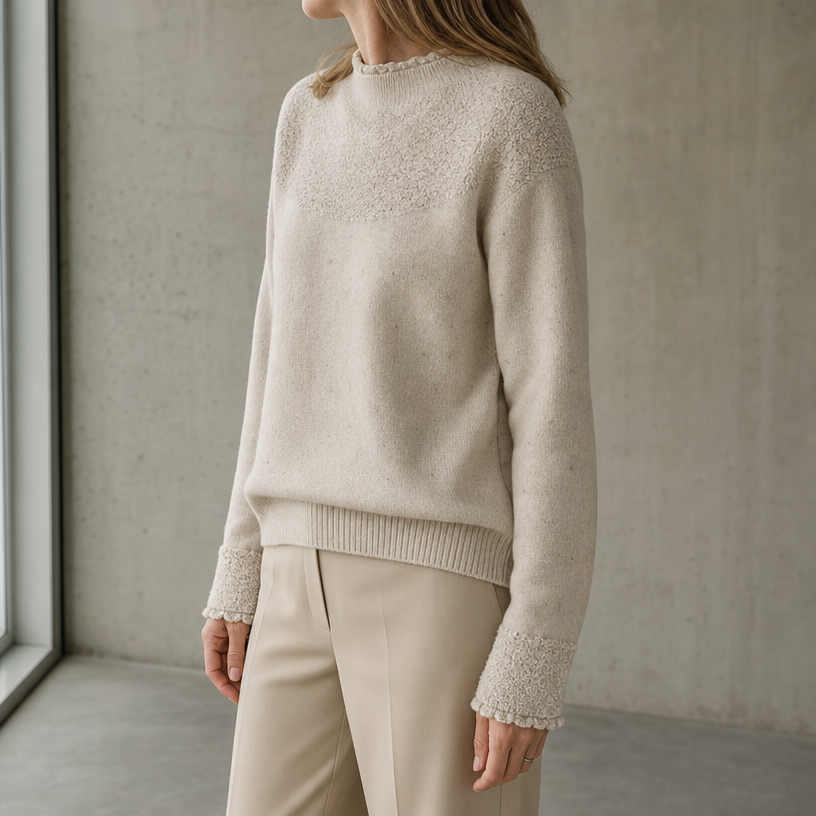 Stylish Women's Mock Neck Yoke Pullover for Everyday Wear and Special Occasions