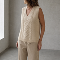 Comfortable Women's V-Neck Cable Vest for Effortless Everyday Elegance