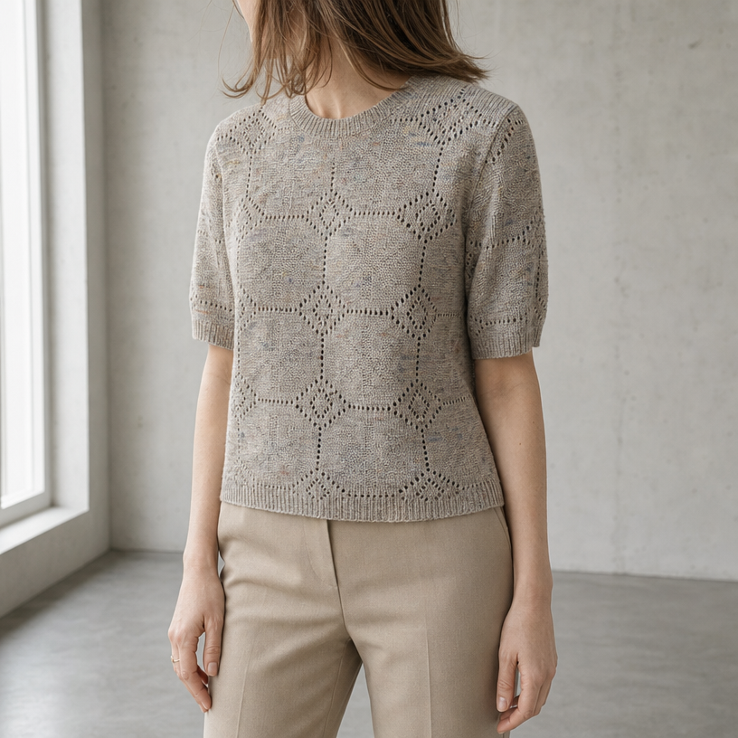 Comfortable Honeycomb Eyelet Pullover for Women with an Effortlessly Chic Style