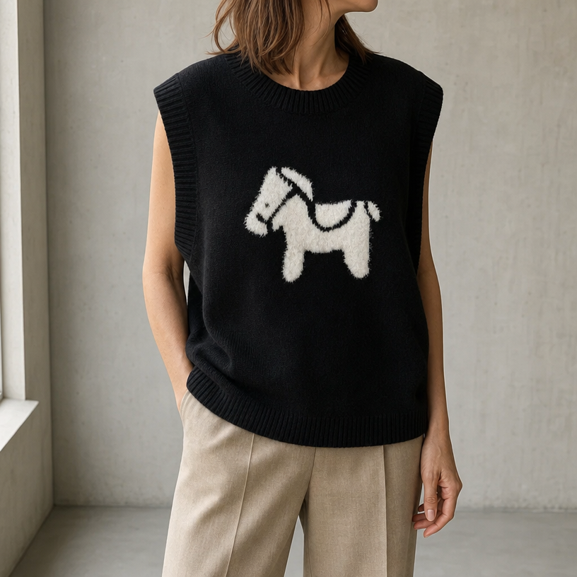 Stylish Women's Horse Motif Vest for Everyday Wear and Special Occasions