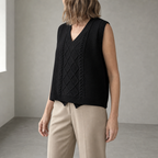 Comfortable Women's V-Neck Cable Vest for Effortless Everyday Elegance