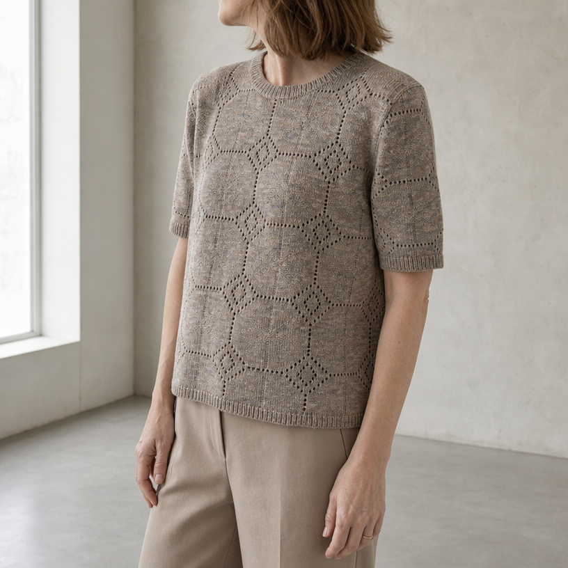 Comfortable Honeycomb Eyelet Pullover for Women with an Effortlessly Chic Style