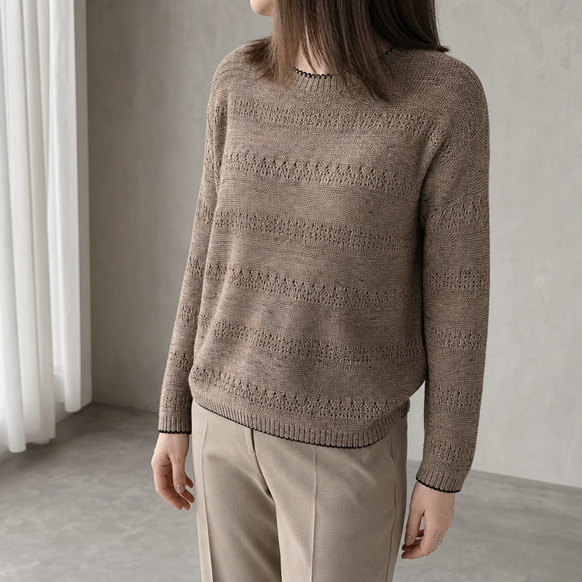 Stylish Women's Eyelet Stripe Pullover for Everyday Wear and Special Occasions