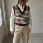 Elegant Women's Cropped Fair Isle Vest for Effortless Everyday Style and Comfort