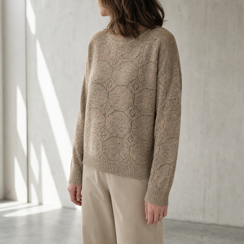 Elegant Women's Eyelet Lace Pullover for Effortless Everyday Style and Comfort