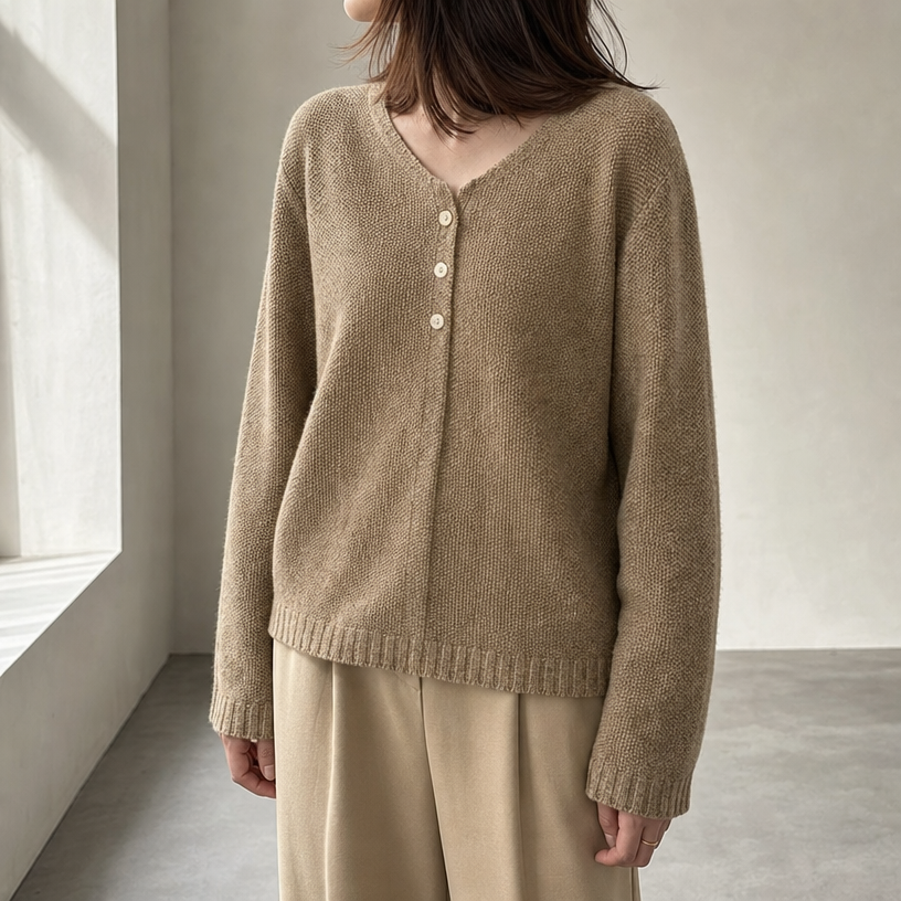 Stylish Women's V-Neck Button Pullover Designed for All-Day Comfort and Ease