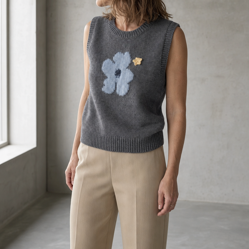 Stylish Cropped Intarsia Vest for Women with a Refined and Modern Appeal