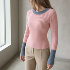 Elegant Women's Ribbed Thumbhole Pullover for a Sophisticated, Polished Everyday Look