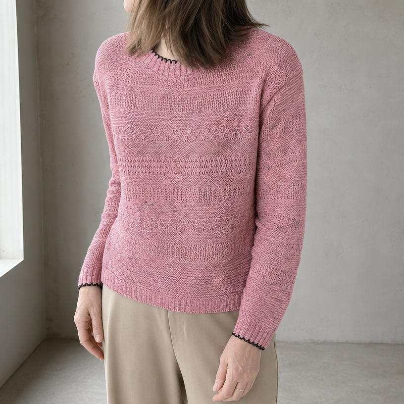 Stylish Women's Eyelet Stripe Pullover for Everyday Wear and Special Occasions