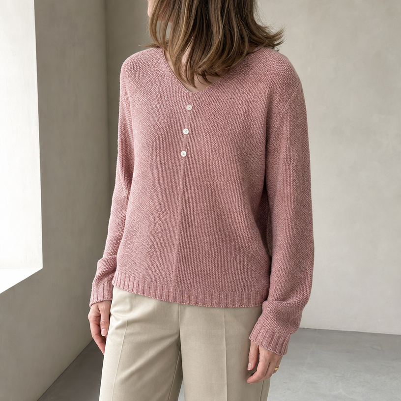 Stylish Women's V-Neck Button Pullover Designed for All-Day Comfort and Ease
