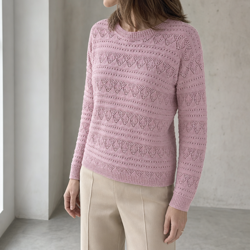 Elegant Pointelle Knit Pullover for Women Designed for Modern Everyday Style
