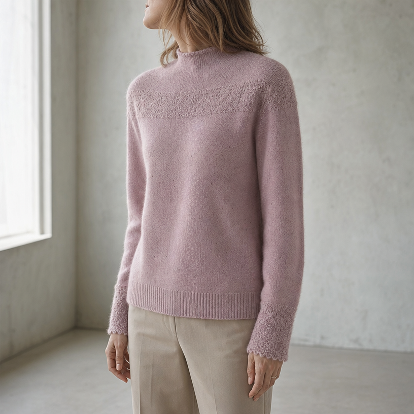 Stylish Women's Mock Neck Yoke Pullover for Everyday Wear and Special Occasions