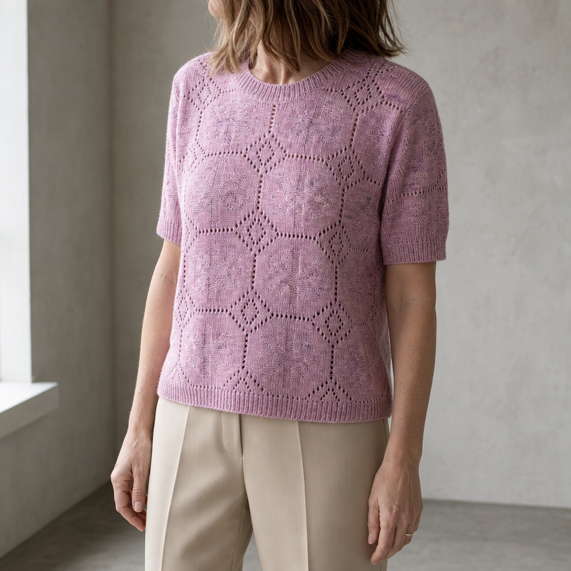 Comfortable Honeycomb Eyelet Pullover for Women with an Effortlessly Chic Style