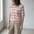Stylish Striped Eyelet Pullover for Women with a Refined and Modern Appeal