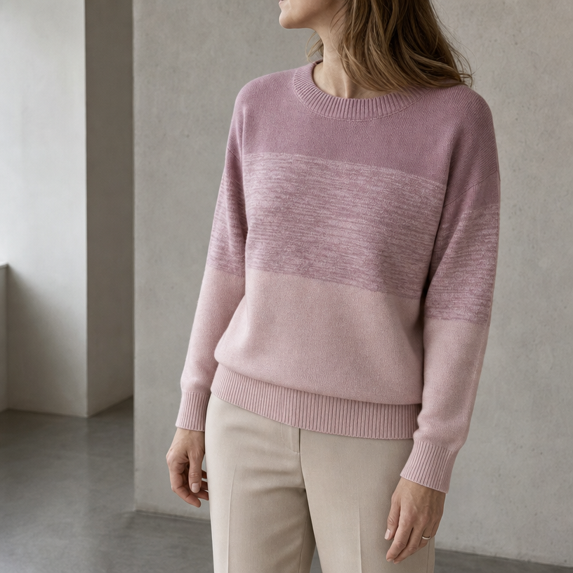 Elegant Women's Colorblock Crew Pullover for a Sophisticated, Polished Everyday Look