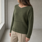 Elegant Women's Eyelet V-Neck Pullover for a Sophisticated, Polished Everyday Look