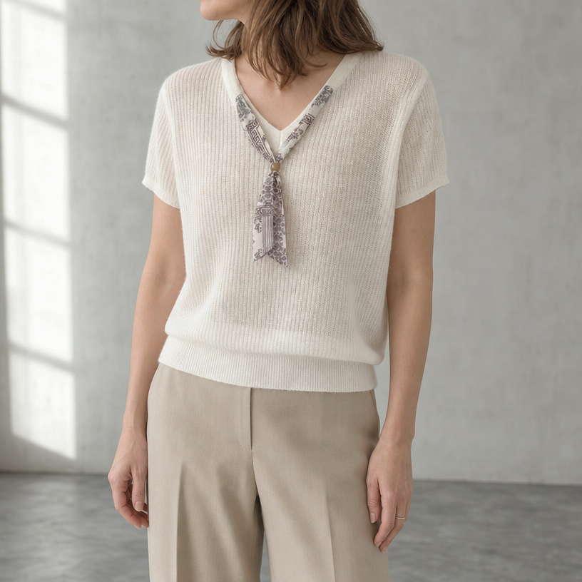Stylish Women's V-Neck Ribbed Pullover for Everyday Wear and Special Occasions