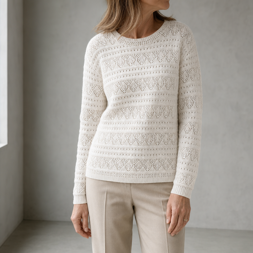 Elegant Pointelle Knit Pullover for Women Designed for Modern Everyday Style