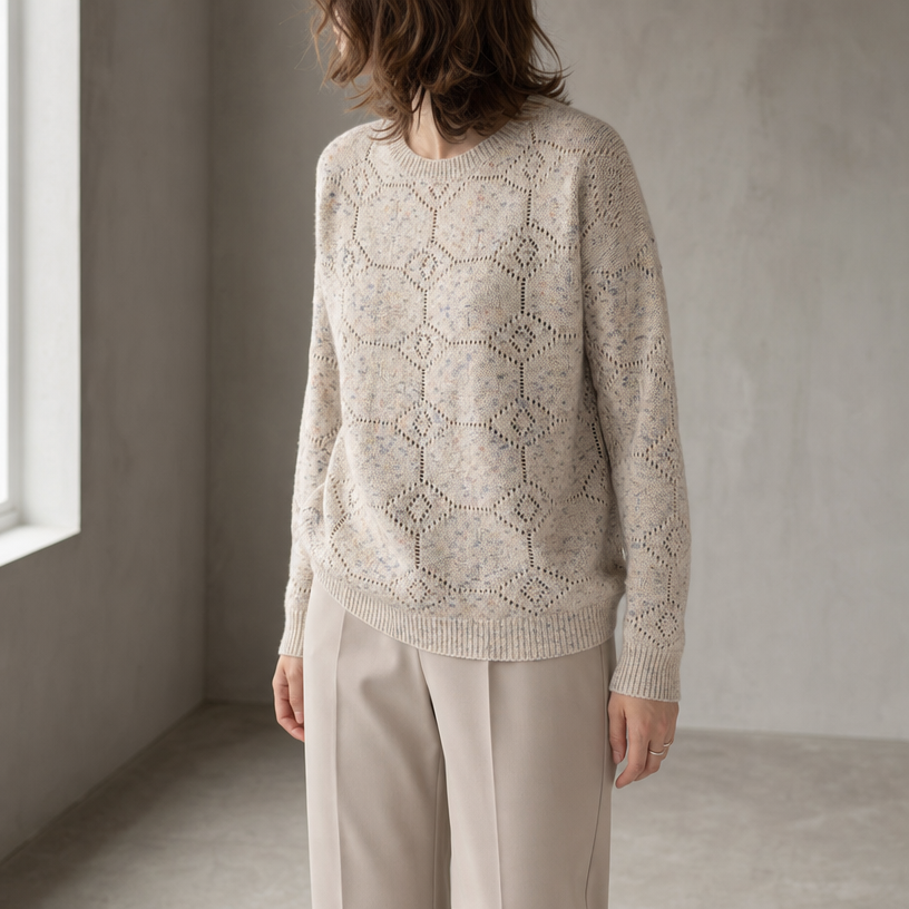 Elegant Women's Eyelet Lace Pullover for Effortless Everyday Style and Comfort
