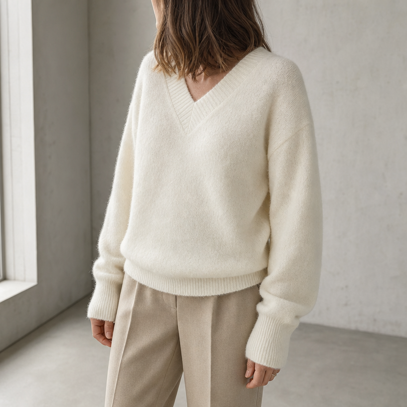 Stylish Women's Ribbed V-Neck Pullover for Everyday Wear and Special Occasions