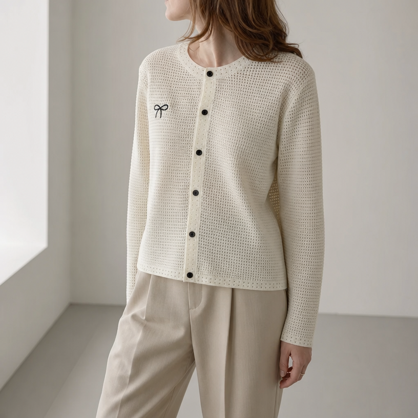 Elegant Women's Waffle Knit Cardigan for a Sophisticated, Polished Everyday Look