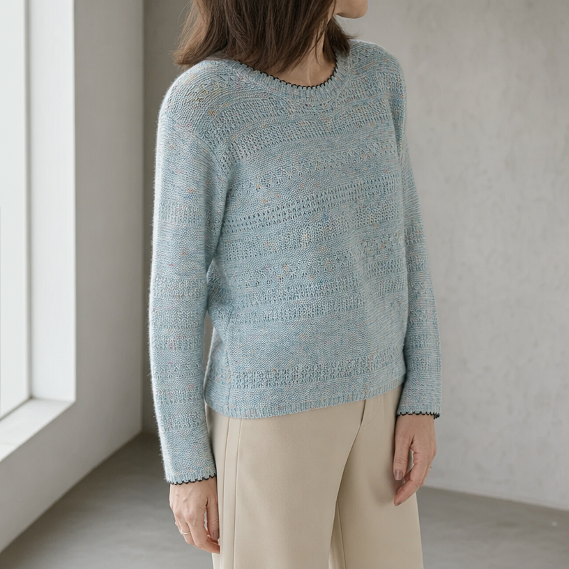 Stylish Women's Eyelet Stripe Pullover for Everyday Wear and Special Occasions
