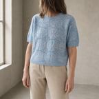 Stylish Short Sleeve Eyelet Pullover for Women with a Refined and Modern Appeal
