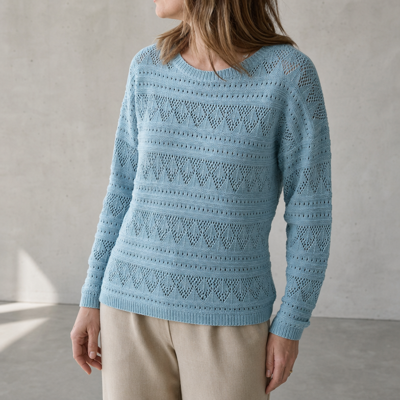 Elegant Pointelle Knit Pullover for Women Designed for Modern Everyday Style