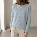 Comfortable Women's Embroidered Crewneck Cardigan with a Chic, Sophisticated Everyday Look