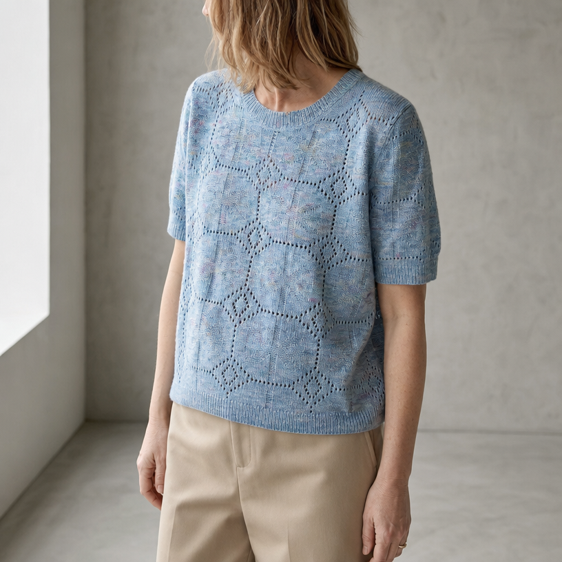 Comfortable Honeycomb Eyelet Pullover for Women with an Effortlessly Chic Style