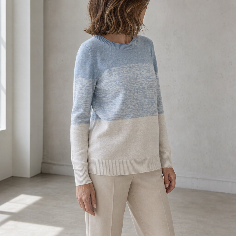 Elegant Women's Colorblock Crew Pullover for a Sophisticated, Polished Everyday Look