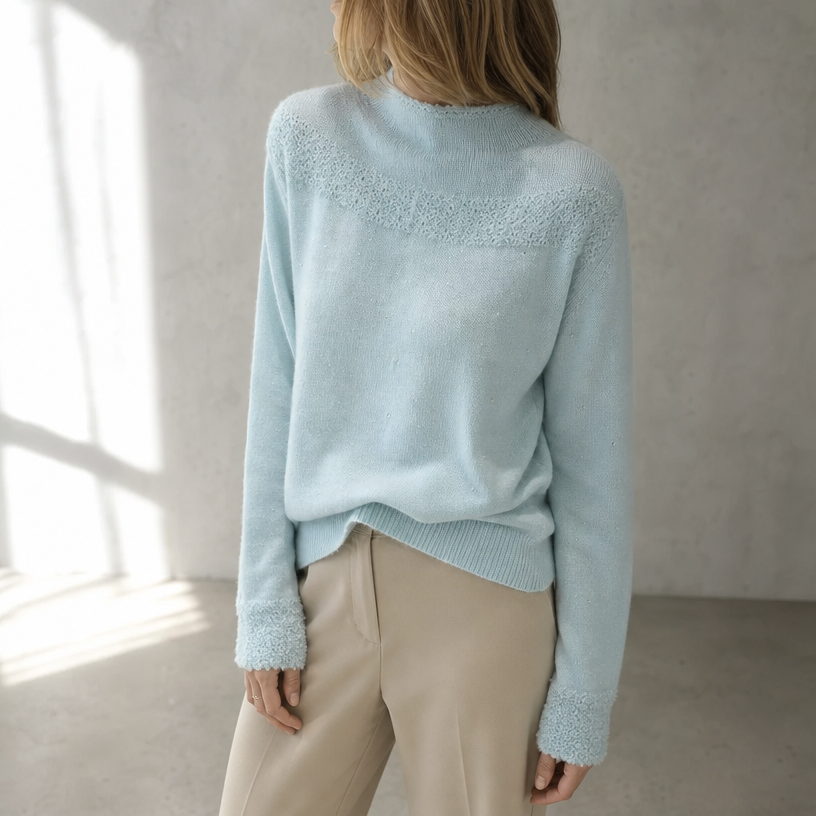 Stylish Women's Mock Neck Yoke Pullover for Everyday Wear and Special Occasions