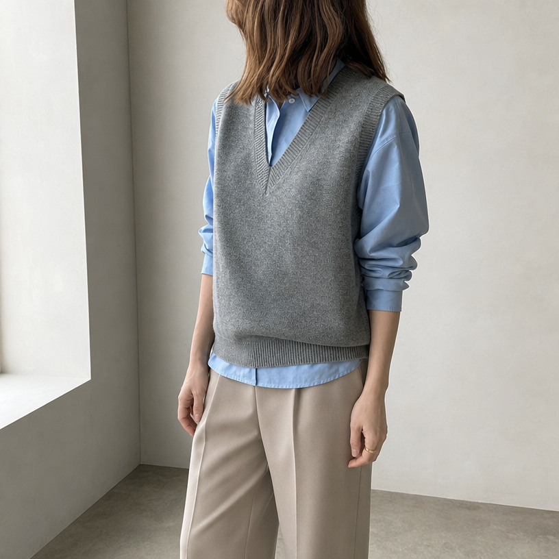 Comfortable Women's V-Neck Knit Vest with a Chic, Sophisticated Everyday Look