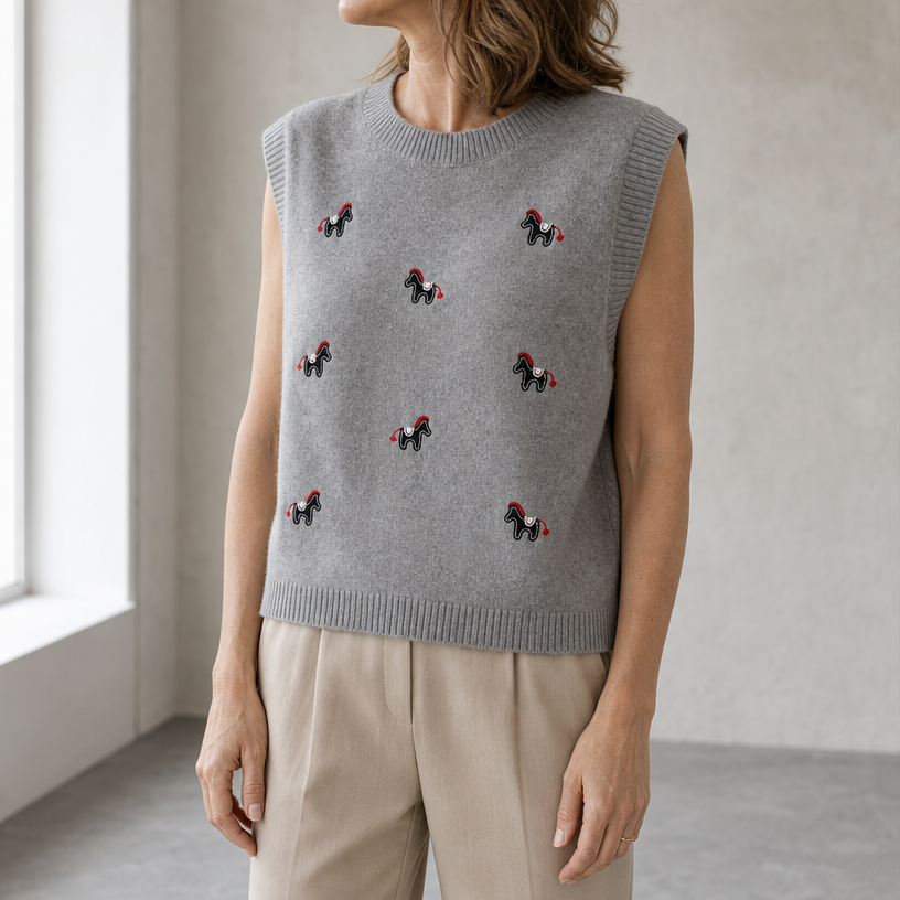 Comfortable Women's Cropped Embroidered Vest with a Chic, Sophisticated Everyday Look