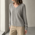 Stylish Women's V-Neck Button Pullover Designed for All-Day Comfort and Ease