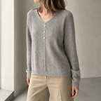 Stylish Women's V-Neck Button Pullover Designed for All-Day Comfort and Ease
