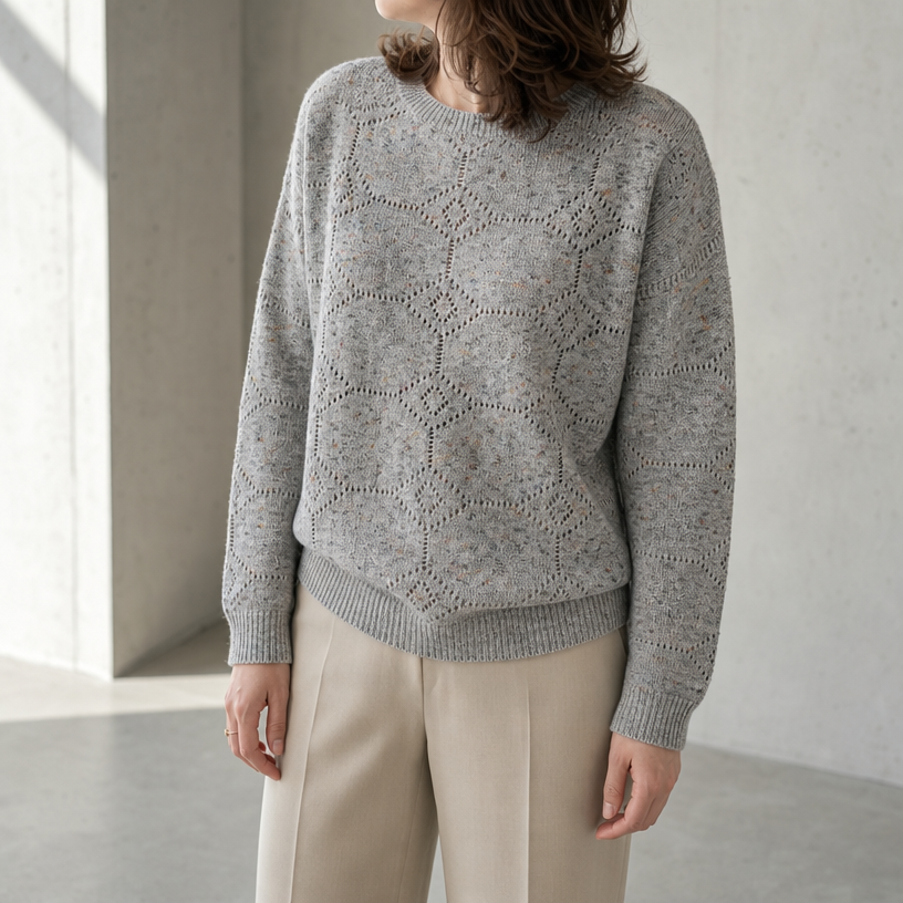 Elegant Women's Eyelet Lace Pullover for Effortless Everyday Style and Comfort