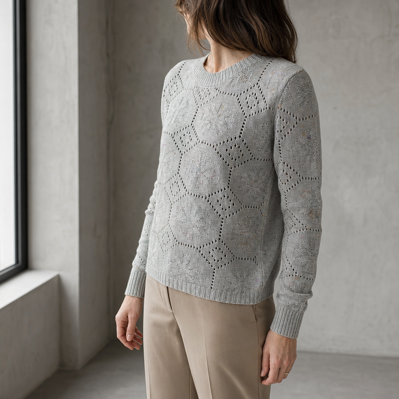 Stylish Women's Crewneck Lace Pullover for Everyday Wear and Special Occasions