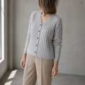 Stylish Ribbed Cable Cardigan for Women with a Refined and Modern Appeal