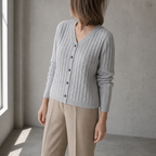 Stylish Ribbed Cable Cardigan for Women with a Refined and Modern Appeal