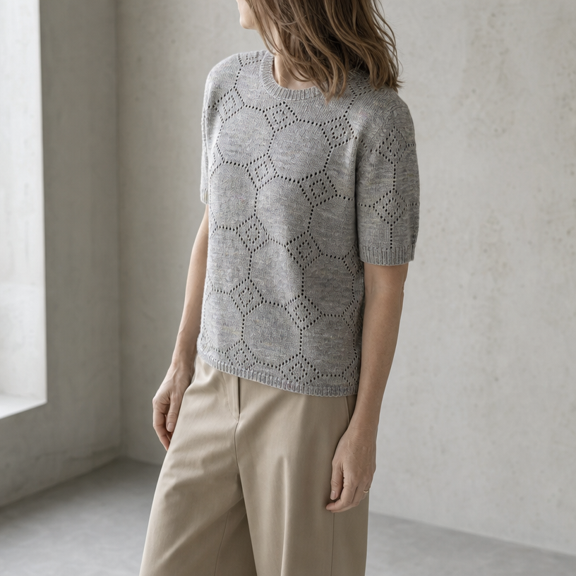 Comfortable Honeycomb Eyelet Pullover for Women with an Effortlessly Chic Style