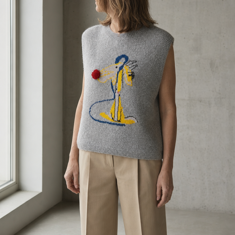 Comfortable Women's Intarsia Knit Vest for Effortless Everyday Elegance
