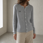 Comfortable Women's Embroidered Crewneck Cardigan with a Chic, Sophisticated Everyday Look