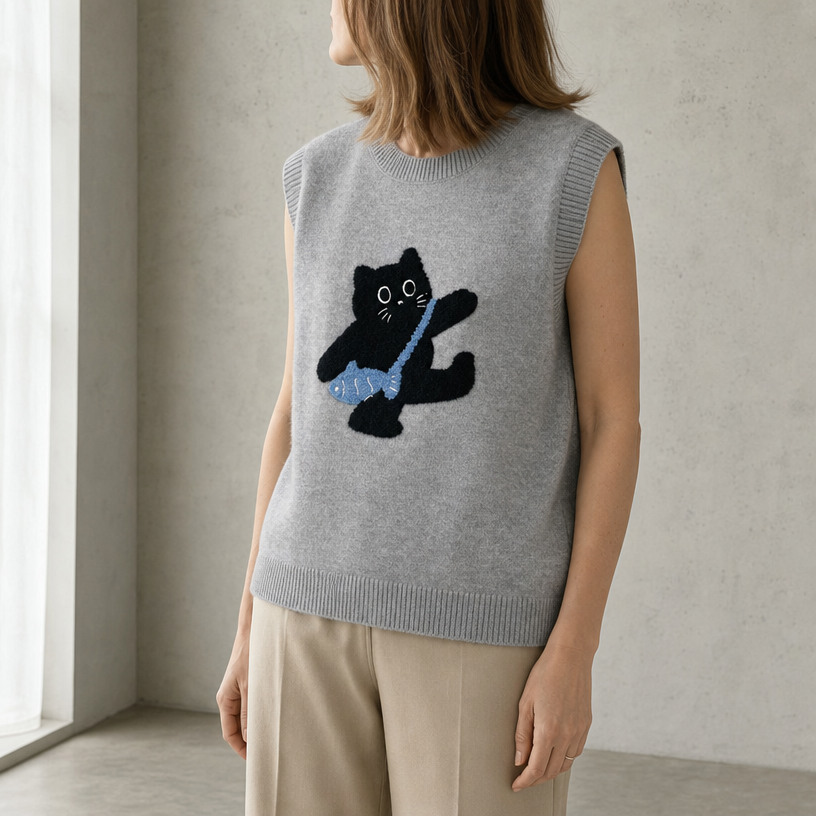 Elegant Women's Crewneck Knit Vest for Effortless Everyday Style and Comfort