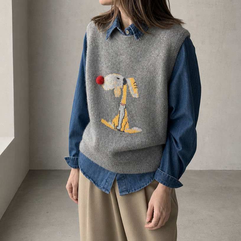 Elegant Women's Intarsia Knit Vest for a Sophisticated, Polished Everyday Look