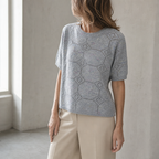 Stylish Short Sleeve Eyelet Pullover for Women with a Refined and Modern Appeal