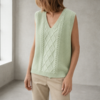 Comfortable Women's V-Neck Cable Vest for Effortless Everyday Elegance